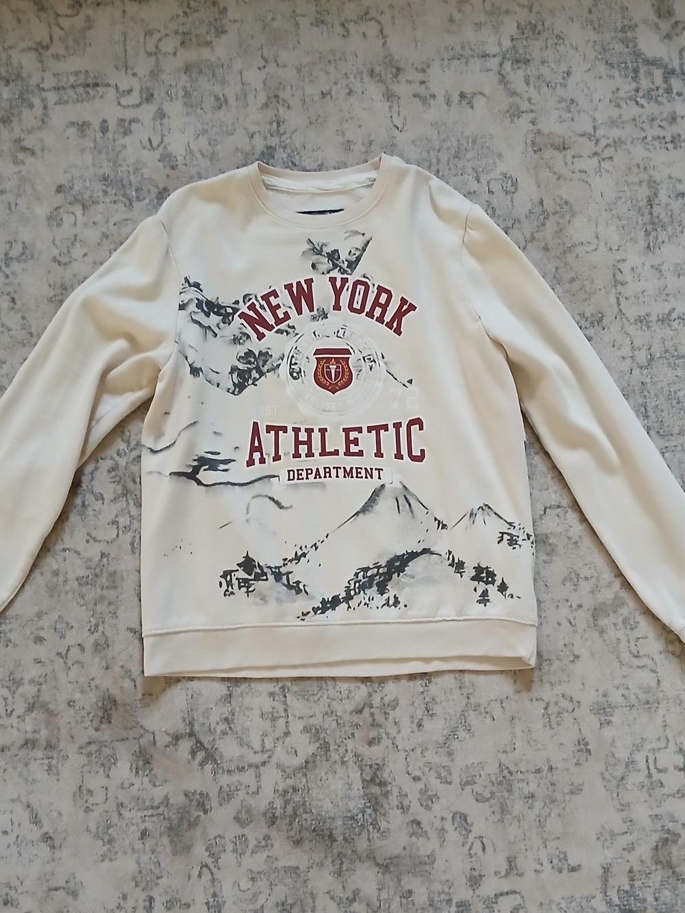 Blind Rooster Men's New York Athletic Department Sweatshirt – Cream (Size Large)